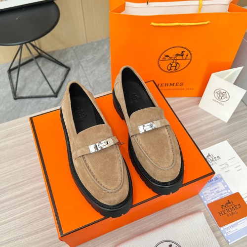 Replica Hermes Leather Shoes For Women #1236604 $102.00 USD for Wholesale