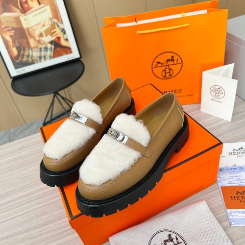 Wholesale Hermes Leather Shoes For Women #1236667 $102.00 USD, Wholesale Quality Replica Hermes Leather Shoes