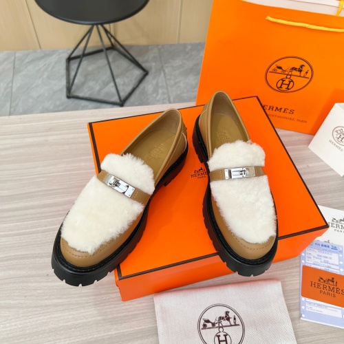 Replica Hermes Leather Shoes For Women #1236667 $102.00 USD for Wholesale