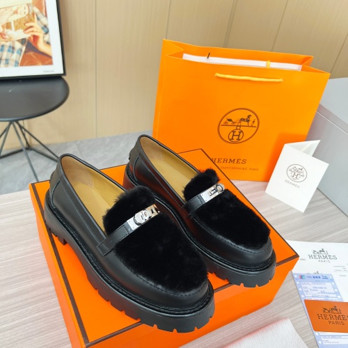 Wholesale Hermes Leather Shoes For Women #1236669 $102.00 USD, Wholesale Quality Replica Hermes Leather Shoes