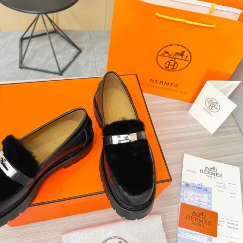 Replica Hermes Leather Shoes For Women #1236669 $102.00 USD for Wholesale