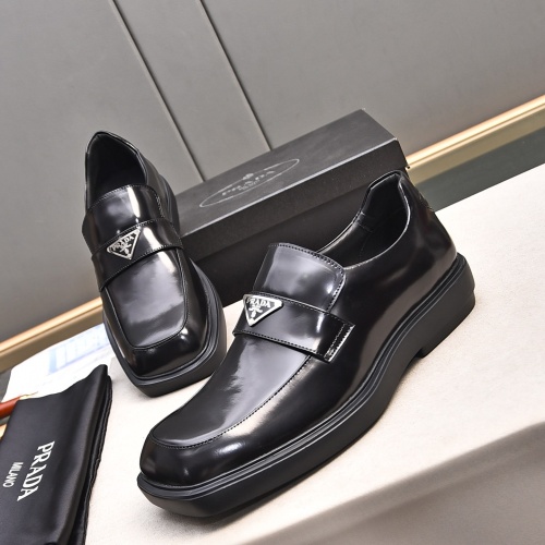 Wholesale Prada Leather Shoes For Men #1236904 $102.00 USD, Wholesale Quality Replica Prada Leather Shoes