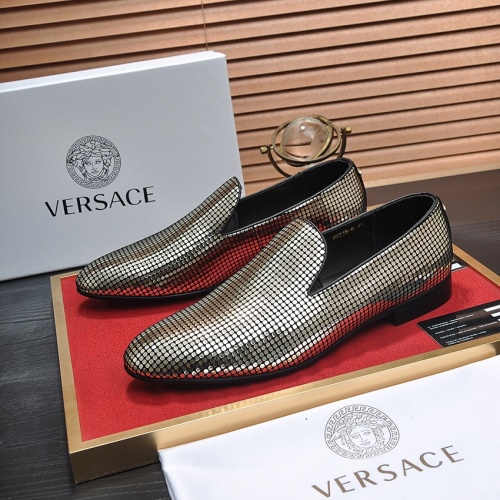 Wholesale Versace Leather Shoes For Men #1236923 $85.00 USD, Wholesale Quality Replica Versace Leather Shoes