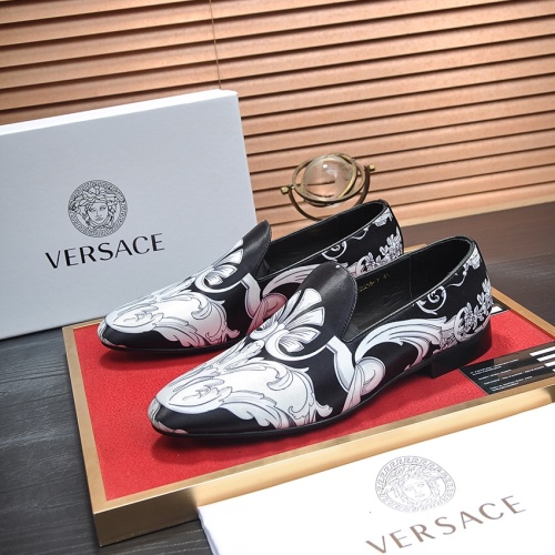 Wholesale Versace Leather Shoes For Men #1236925 $85.00 USD, Wholesale Quality Replica Versace Leather Shoes