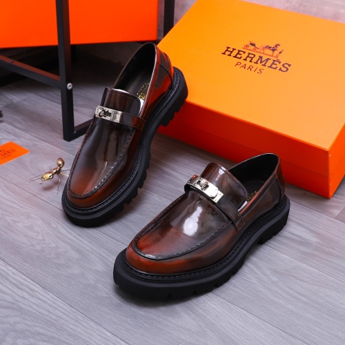 Wholesale Hermes Leather Shoes For Men #1237311 $118.00 USD, Wholesale Quality Replica Hermes Leather Shoes