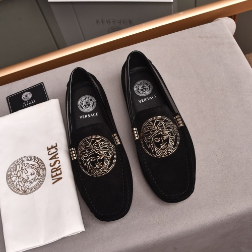 Wholesale Versace Leather Shoes For Men #1237486 $76.00 USD, Wholesale Quality Replica Versace Leather Shoes