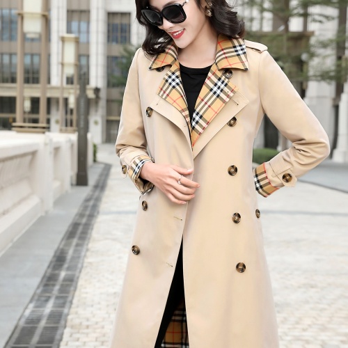 Replica Burberry Trench Coat Long Sleeved For Women #1240197 $160.00 USD for Wholesale