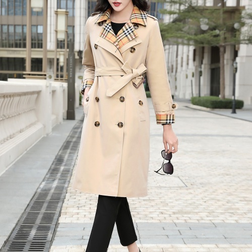 Replica Burberry Trench Coat Long Sleeved For Women #1240197 $160.00 USD for Wholesale