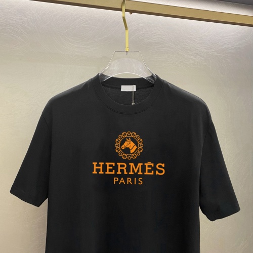 Replica Hermes T-Shirts Short Sleeved For Unisex #1242873 $25.00 USD for Wholesale