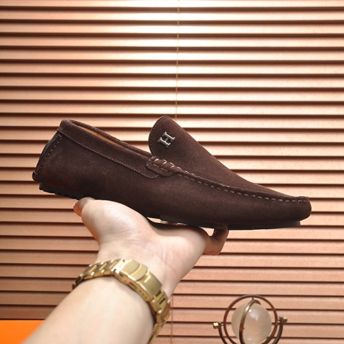 Replica Hermes Leather Shoes For Men #1243003 $80.00 USD for Wholesale