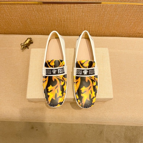 Wholesale Versace Leather Shoes For Men #1243142 $68.00 USD, Wholesale Quality Replica Versace Leather Shoes