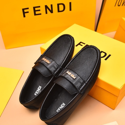 Replica Fendi Leather Shoes For Men #1243230 $80.00 USD for Wholesale