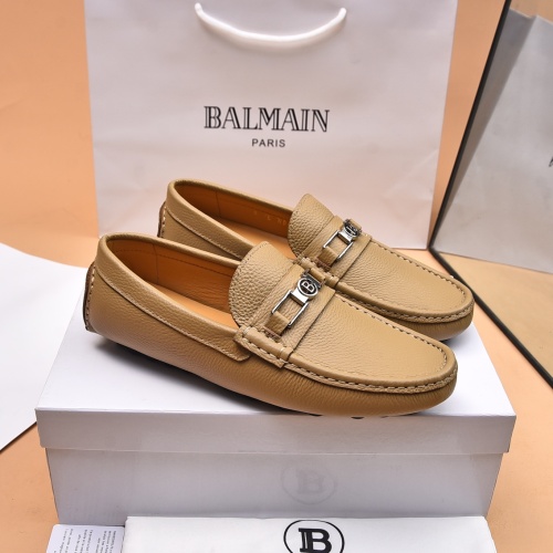 Replica Balmain Leather Shoes For Men #1243236 $80.00 USD for Wholesale