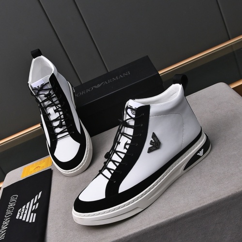 Wholesale Armani High Tops Shoes For Men #1243240 $82.00 USD, Wholesale Quality Replica Armani High Tops Shoes