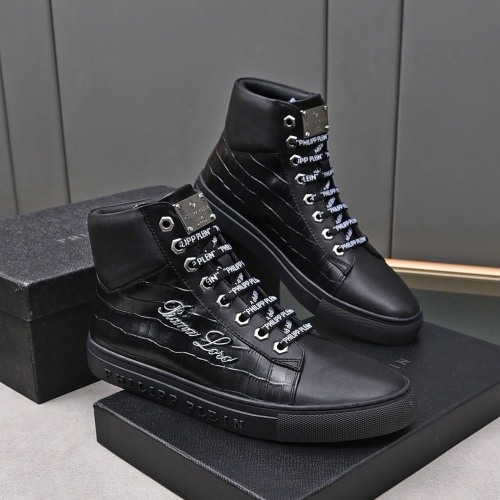 Wholesale Philipp Plein PP High Tops Shoes For Men #1243252 $85.00 USD, Wholesale Quality Replica Philipp Plein PP High Tops Shoes