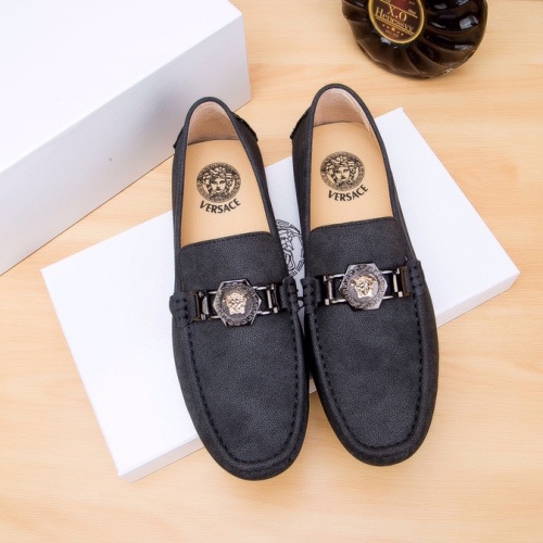 Wholesale Versace Leather Shoes For Men #1243743 $68.00 USD, Wholesale Quality Replica Versace Leather Shoes