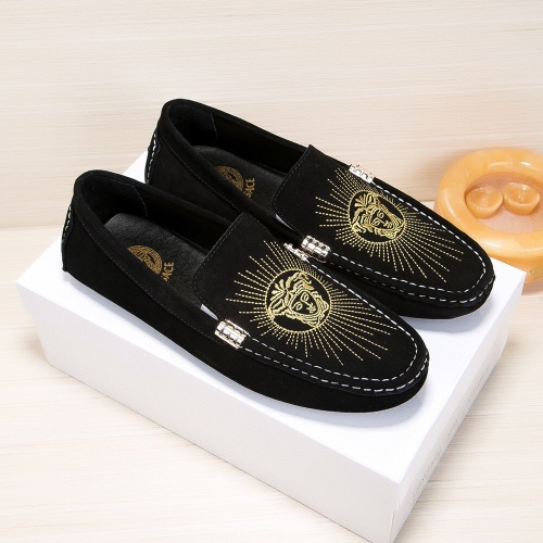 Wholesale Versace Leather Shoes For Men #1243744 $68.00 USD, Wholesale Quality Replica Versace Leather Shoes