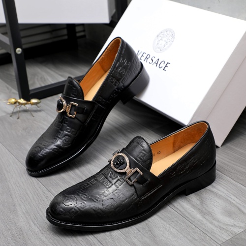 Wholesale Versace Leather Shoes For Men #1243903 $82.00 USD, Wholesale Quality Replica Versace Leather Shoes