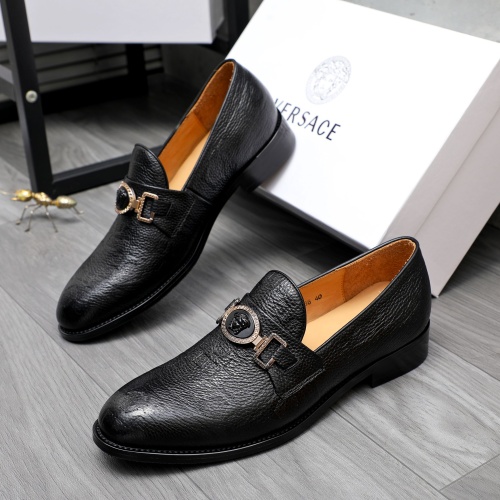 Wholesale Versace Leather Shoes For Men #1243904 $82.00 USD, Wholesale Quality Replica Versace Leather Shoes