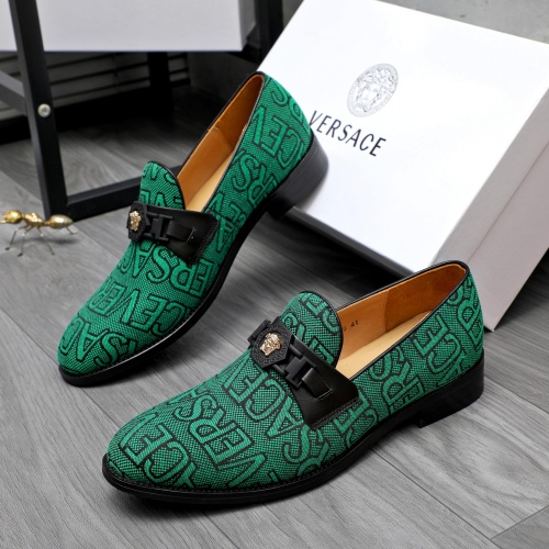 Wholesale Versace Leather Shoes For Men #1243907 $82.00 USD, Wholesale Quality Replica Versace Leather Shoes