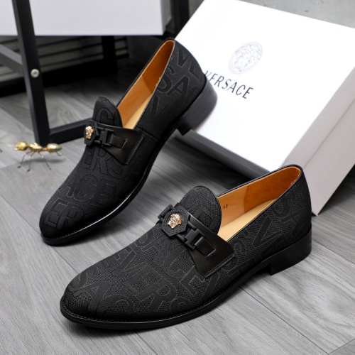 Wholesale Versace Leather Shoes For Men #1243908 $82.00 USD, Wholesale Quality Replica Versace Leather Shoes