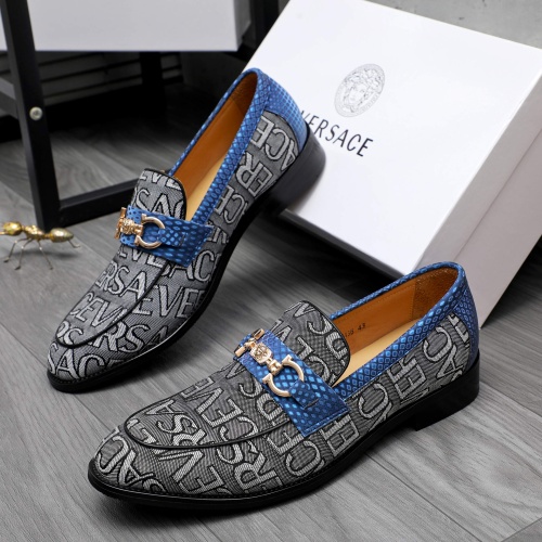 Wholesale Versace Leather Shoes For Men #1243912 $85.00 USD, Wholesale Quality Replica Versace Leather Shoes