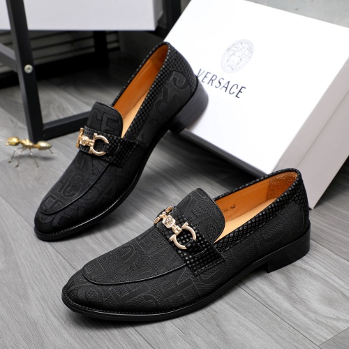 Wholesale Versace Leather Shoes For Men #1243916 $85.00 USD, Wholesale Quality Replica Versace Leather Shoes