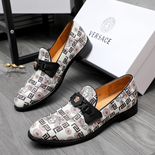 Wholesale Versace Leather Shoes For Men #1243917 $82.00 USD, Wholesale Quality Replica Versace Leather Shoes