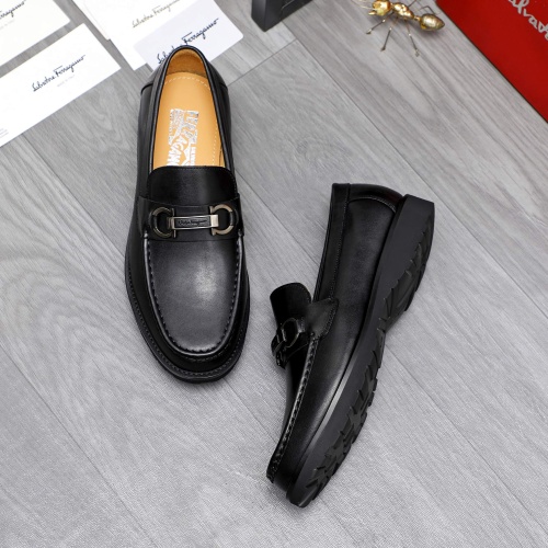 Replica Salvatore Ferragamo Leather Shoes For Men #1243974 $88.00 USD for Wholesale