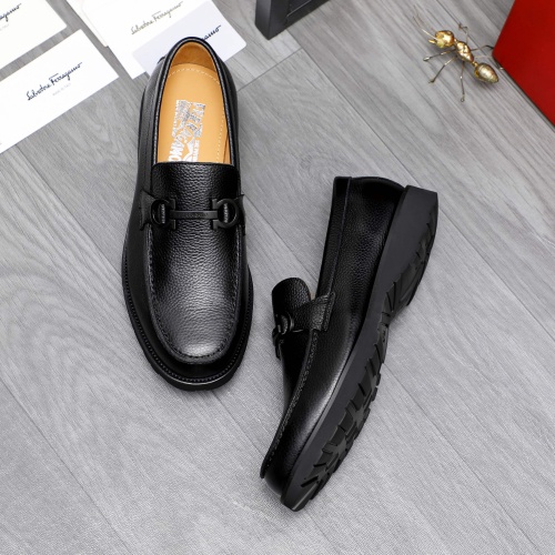 Replica Salvatore Ferragamo Leather Shoes For Men #1243988 $88.00 USD for Wholesale