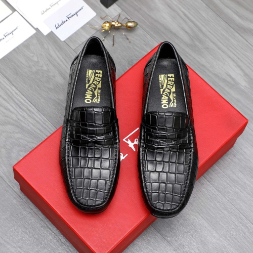 Replica Salvatore Ferragamo Leather Shoes For Men #1243992 $68.00 USD for Wholesale