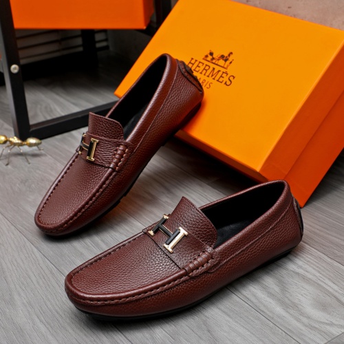 Wholesale Hermes Leather Shoes For Men #1244043 $68.00 USD, Wholesale Quality Replica Hermes Leather Shoes