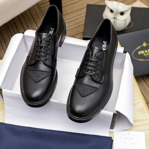 Wholesale Prada Leather Shoes For Men #1244305 $108.00 USD, Wholesale Quality Replica Prada Leather Shoes