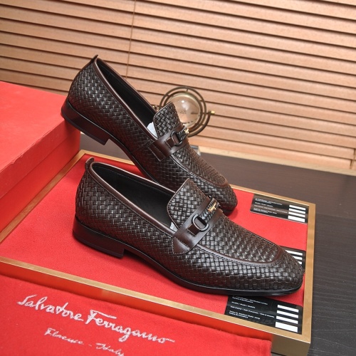 Replica Salvatore Ferragamo Leather Shoes For Men #1244486 $102.00 USD for Wholesale