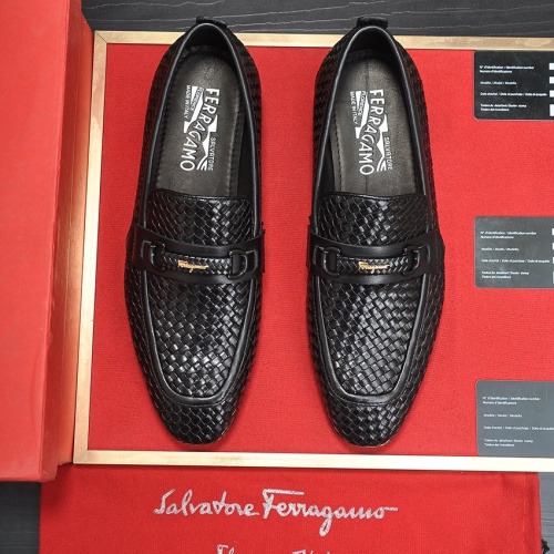 Replica Salvatore Ferragamo Leather Shoes For Men #1244487 $102.00 USD for Wholesale