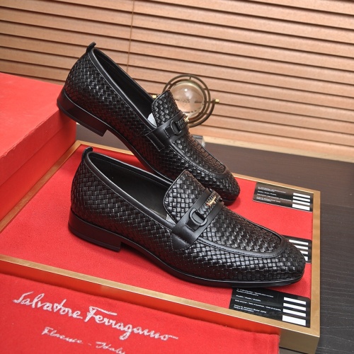 Replica Salvatore Ferragamo Leather Shoes For Men #1244487 $102.00 USD for Wholesale