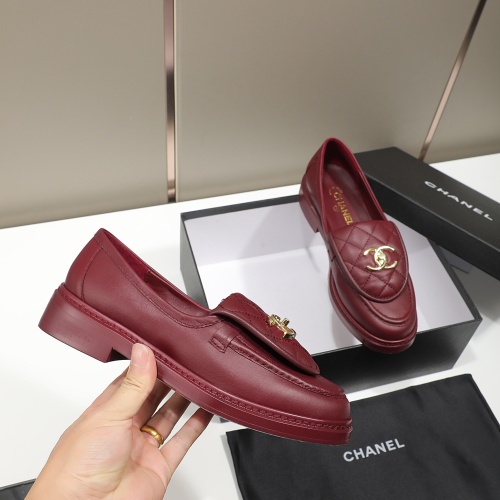 Replica Chanel Leather Shoes For Women #1245885 $92.00 USD for Wholesale