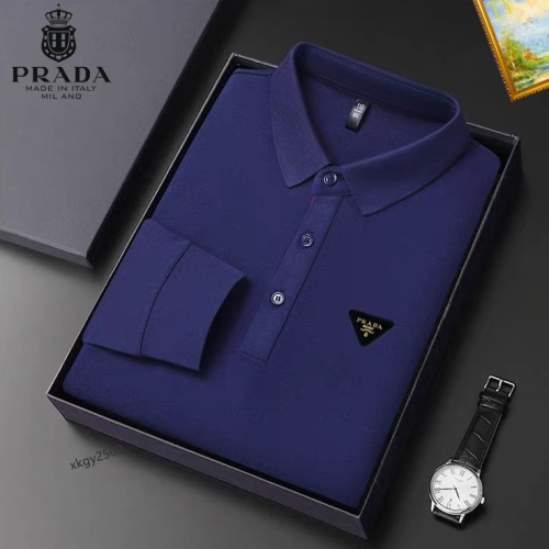 Replica Prada T-Shirts Long Sleeved For Men #1247057 $40.00 USD for Wholesale