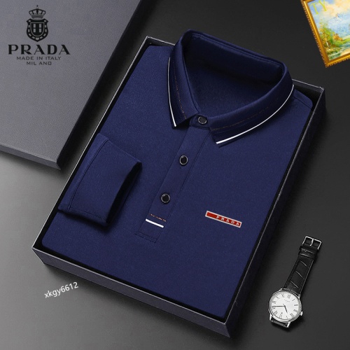 Replica Prada T-Shirts Long Sleeved For Men #1247163 $40.00 USD for Wholesale