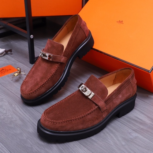 Wholesale Hermes Leather Shoes For Men #1255708 $115.00 USD, Wholesale Quality Replica Hermes Leather Shoes