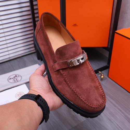 Replica Hermes Leather Shoes For Men #1255708 $115.00 USD for Wholesale