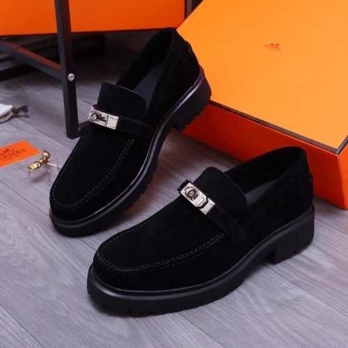 Wholesale Hermes Leather Shoes For Men #1255710 $115.00 USD, Wholesale Quality Replica Hermes Leather Shoes