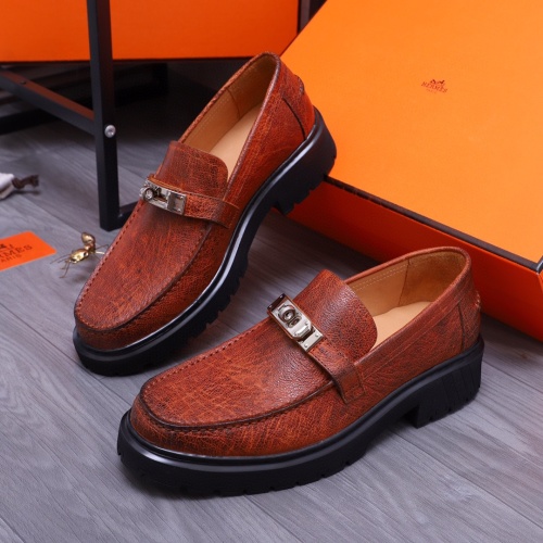 Wholesale Hermes Leather Shoes For Men #1255714 $115.00 USD, Wholesale Quality Replica Hermes Leather Shoes