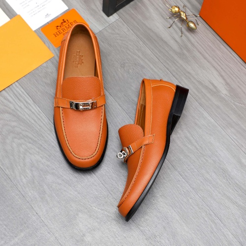 Replica Hermes Leather Shoes For Men #1255930 $98.00 USD for Wholesale