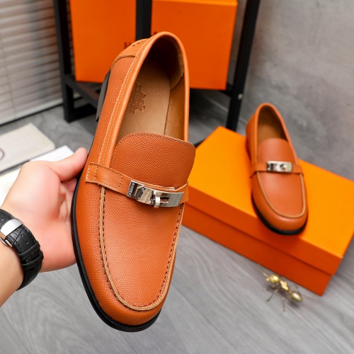 Replica Hermes Leather Shoes For Men #1255930 $98.00 USD for Wholesale