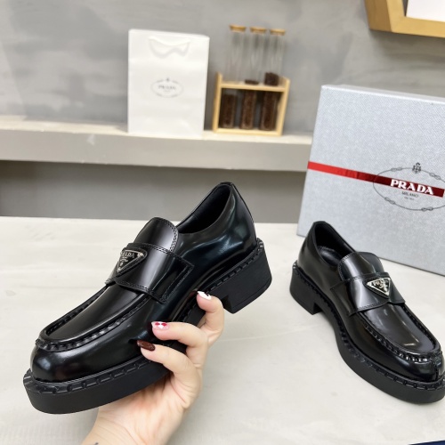 Replica Prada Leather Shoes For Women #1256084 $96.00 USD for Wholesale