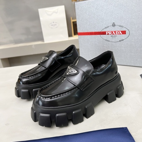 Wholesale Prada Leather Shoes For Men #1256085 $96.00 USD, Wholesale Quality Replica Prada Leather Shoes