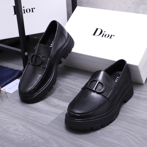 Replica Christian Dior Leather Shoes For Men #1256314 $88.00 USD for Wholesale