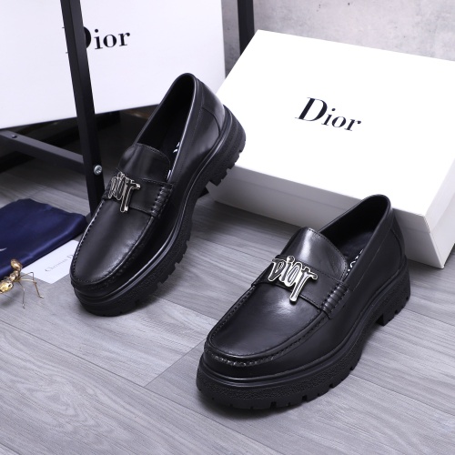 Replica Christian Dior Leather Shoes For Men #1256316 $88.00 USD for Wholesale