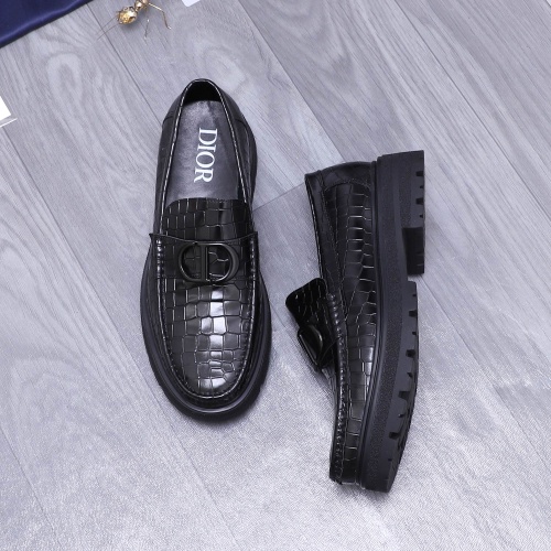 Replica Christian Dior Leather Shoes For Men #1256317 $88.00 USD for Wholesale